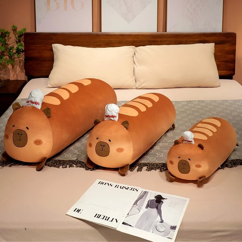 Thú nhồi bông Capybara xúc xích nướng phom dài đáng yêu - Size từ 55cm đến 95cm - Quà tặng gấu bông chuột lang êm mịn cho bé