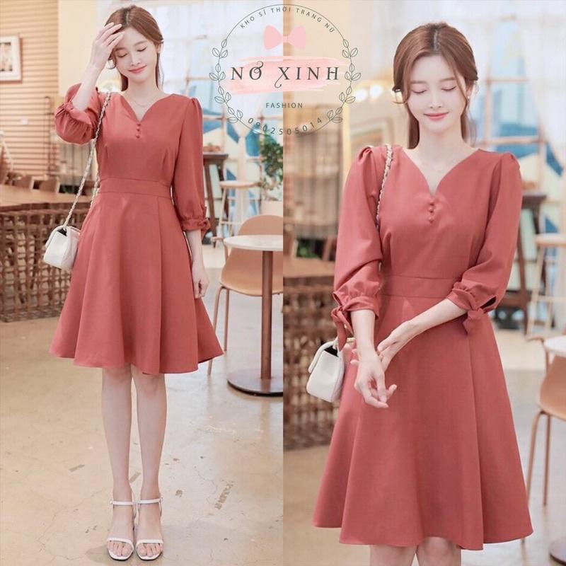 Đầm Xoè Công Sở Dự Tiệc Hàn Quốc Có Size M-L-XL-XXL (ảnh shop chụp