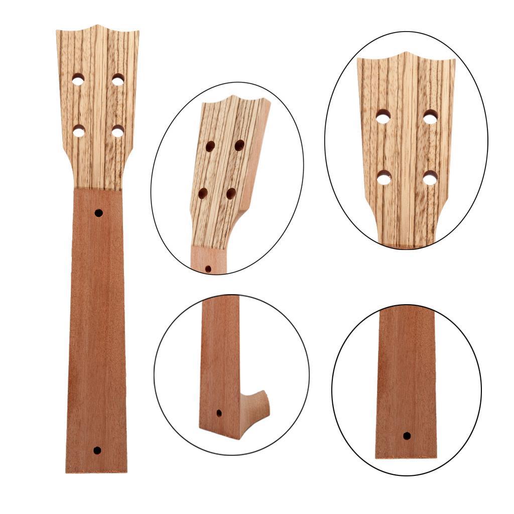 Unfinished Zebrawood Ukulele Neck Headstock Musical Instrument Parts