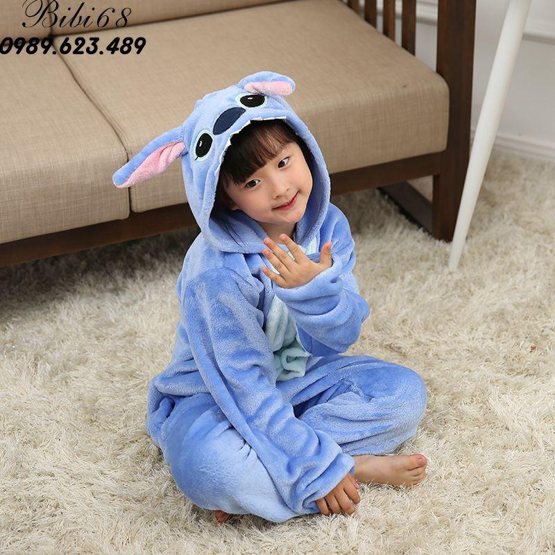 Bộ Đồ hình thú liền thân lông mịn Pijama dành Cho Người Lớn và Trẻ Em Hoạt Hình Cosplay