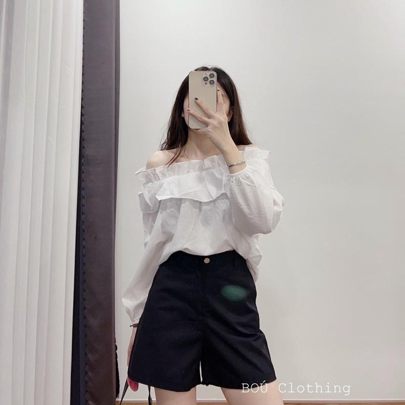 Áo trễ vai nữ viền bèo nữ tính