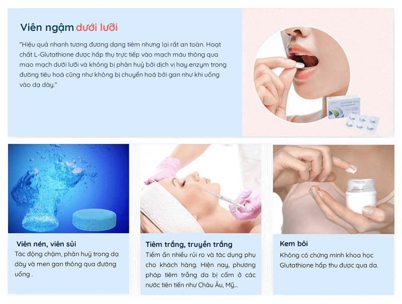 Viên Ngậm Trắng Da Glutathione 100mg Nhập Khẩu Từ Italy