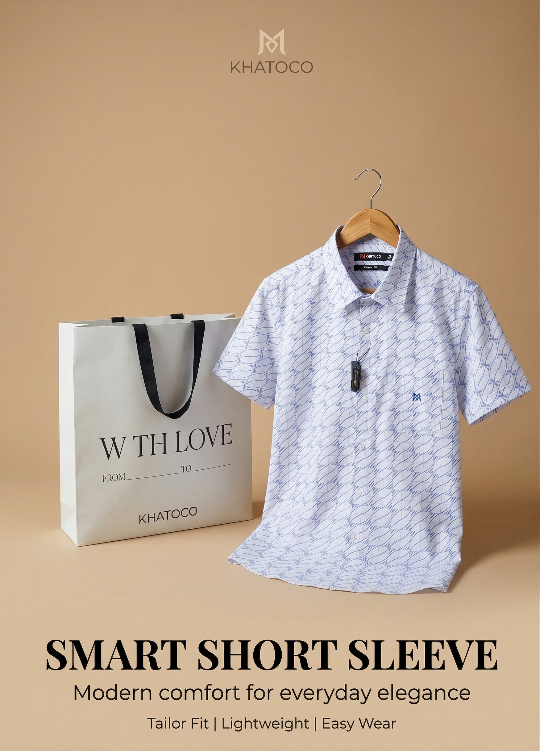 Áo sơ mi tay ngắn Khatoco Sale 20% 375k(Giá tem 468k)(S,M)