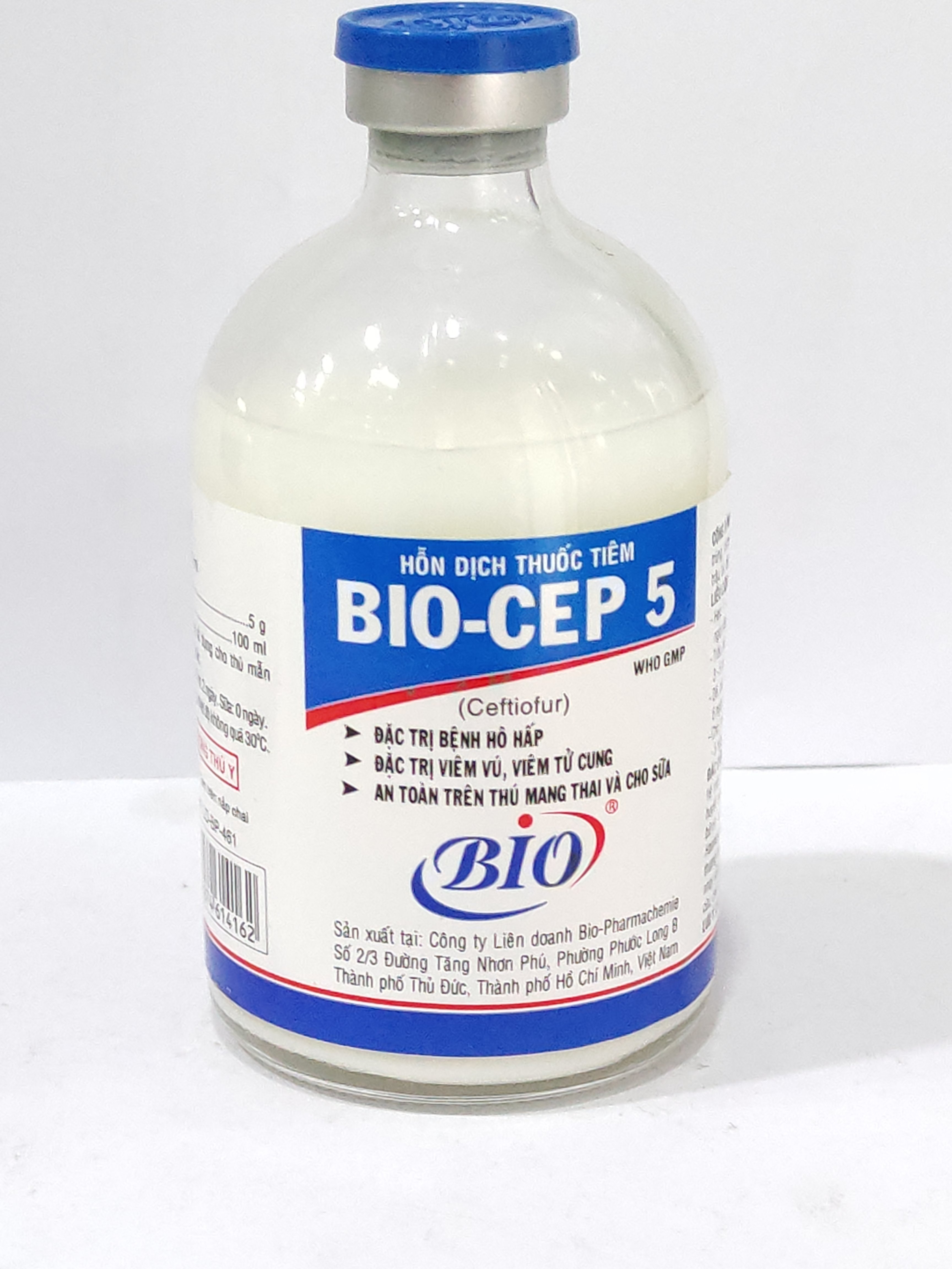 BIO CEP5 100ml Hỗn dịch thuốc tiêm đặc trị bệnh hô hấp, viêm vú, viêm tử cung