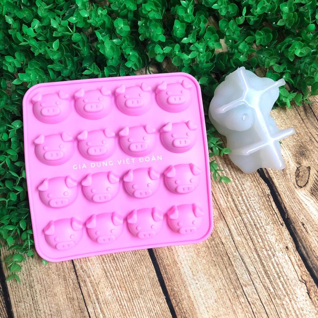 Khuôn SILICON làm chè Heo tắm tiên + 16 Mặt Heo. Làm chè thạch rau câu đầu heo dễ thương. Mềm dẻo co giãn dễ vệ sinh