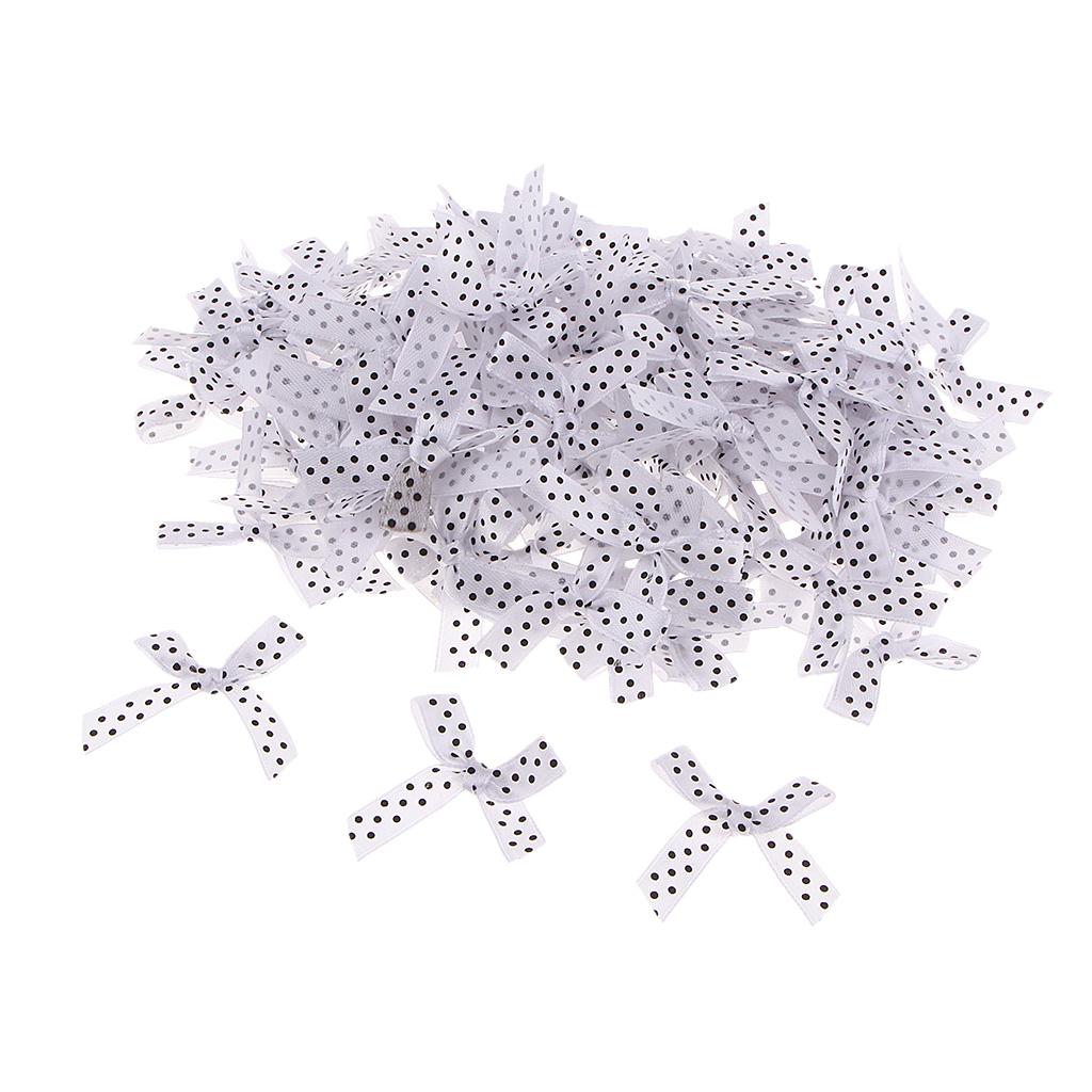 100 Pieces Cute Satin BOW Ribbon Applique Embellishments White