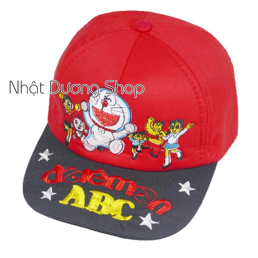 Nón kết Doraemon dành cho trẻ em từ 3-5 tuổi - Đỏ &amp; đen ABC Chất liệu Sam Sung kết hợp với vải Cotton tạo nên sự thoáng