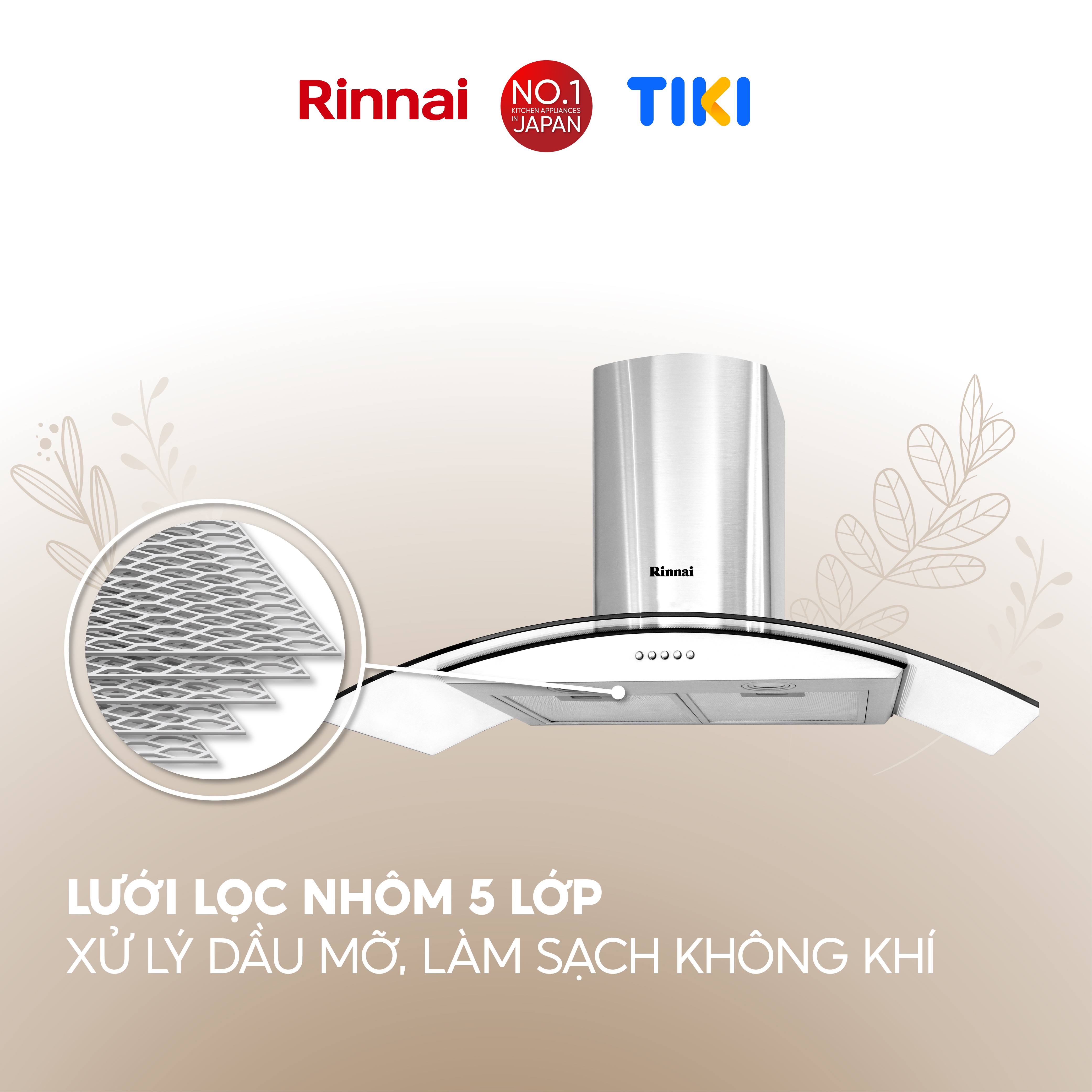 Máy hút mùi 90cm Rinnai RH-C139-GC than hoạt tính và ống thoát