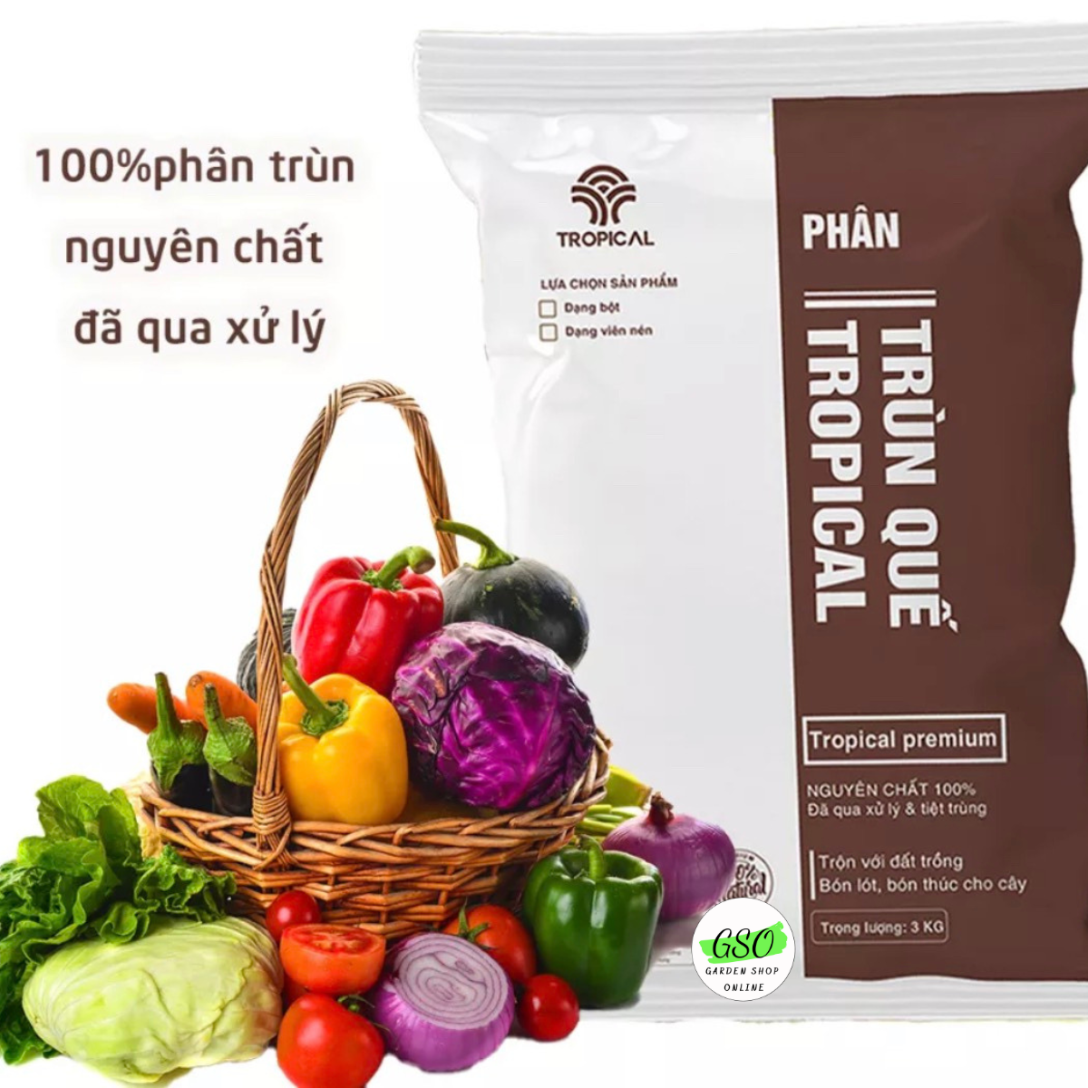 Phân trùn quế Tropical giúp cây phát triển và nâng cao năng suất túi 3 ký