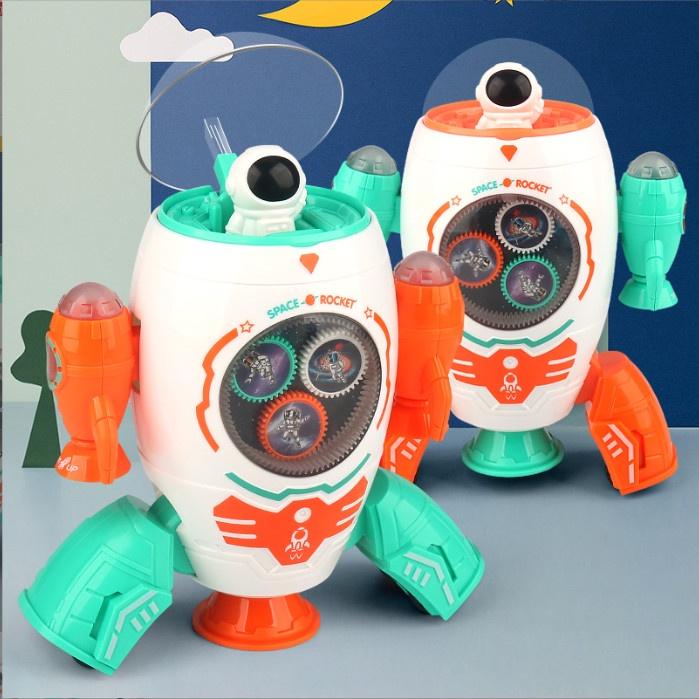 Đồ chơi Robot chạy pin tàu vụ trụ nhún nhảy có phi hành gia, giải trí cho bé