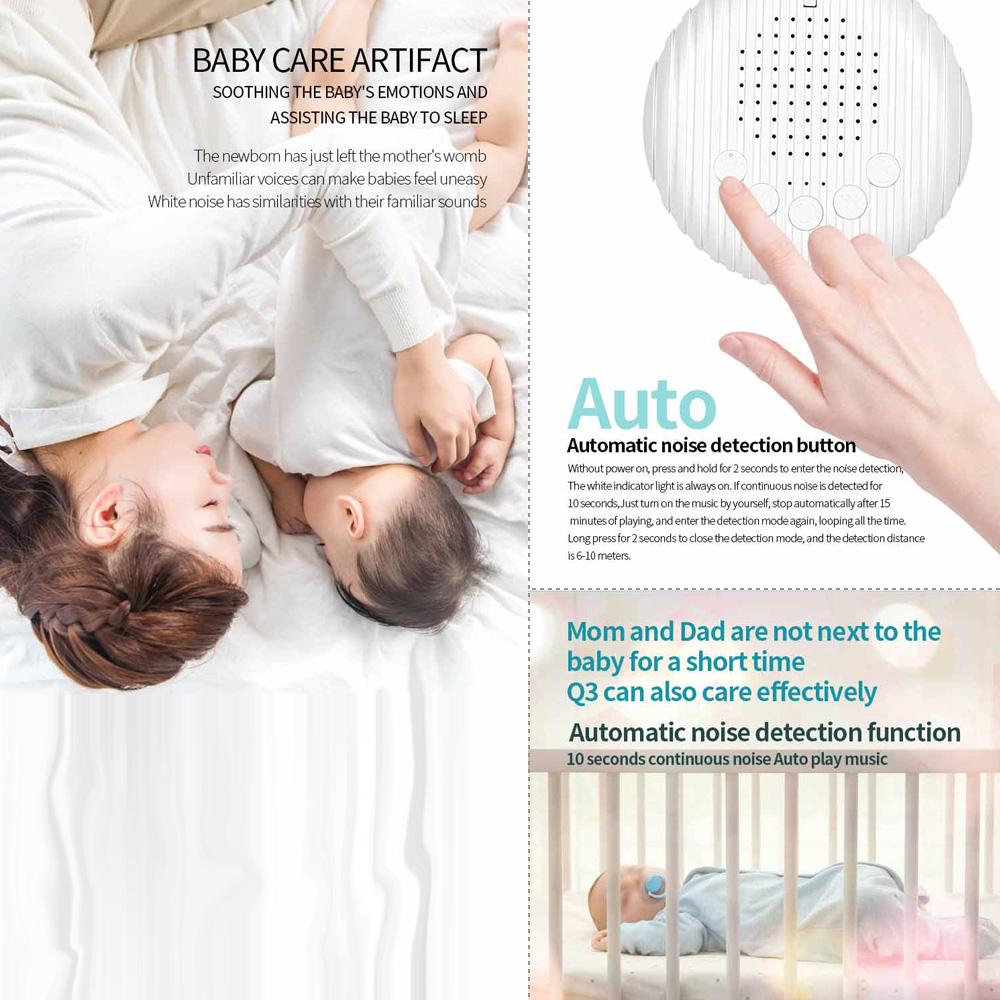 Portable Baby Sleep Machine White Noise Sound Machine 10 Soothing Sounds 15/30/60min Timer Volume Adjustable Built-in