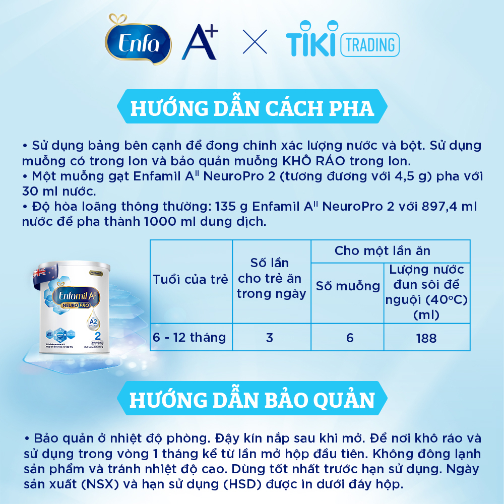 Sữa bột Enfamil A2 Neuropro 2 cho trẻ từ 6 - 12 tháng tuổi – 350g