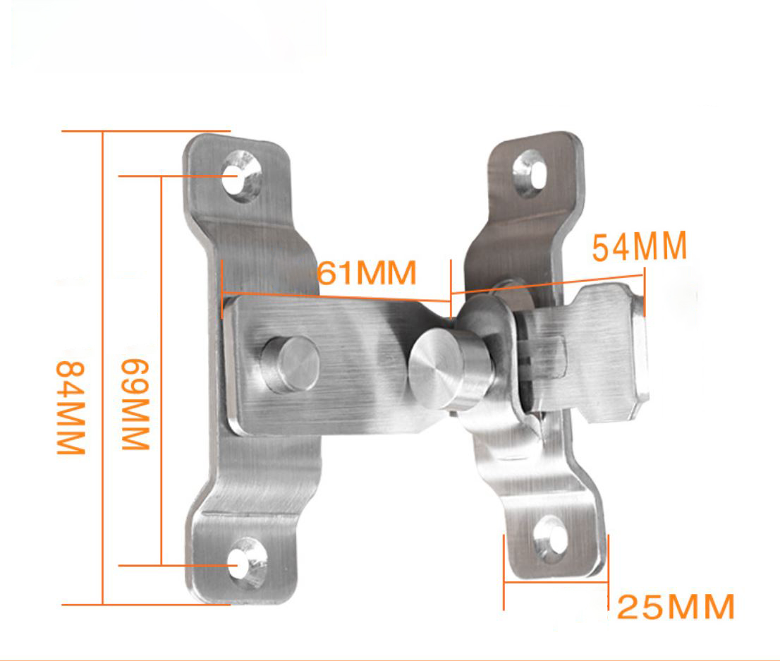 Chốt Khóa Cài Cửa Góc Vuông 90 Độ KUNBE Bằng Thép Không Gỉ, Then Cửa Dạng Chữ L Có Chốt Cố Định Thanh Gạt Loại To An Toàn, Chắc Chắn