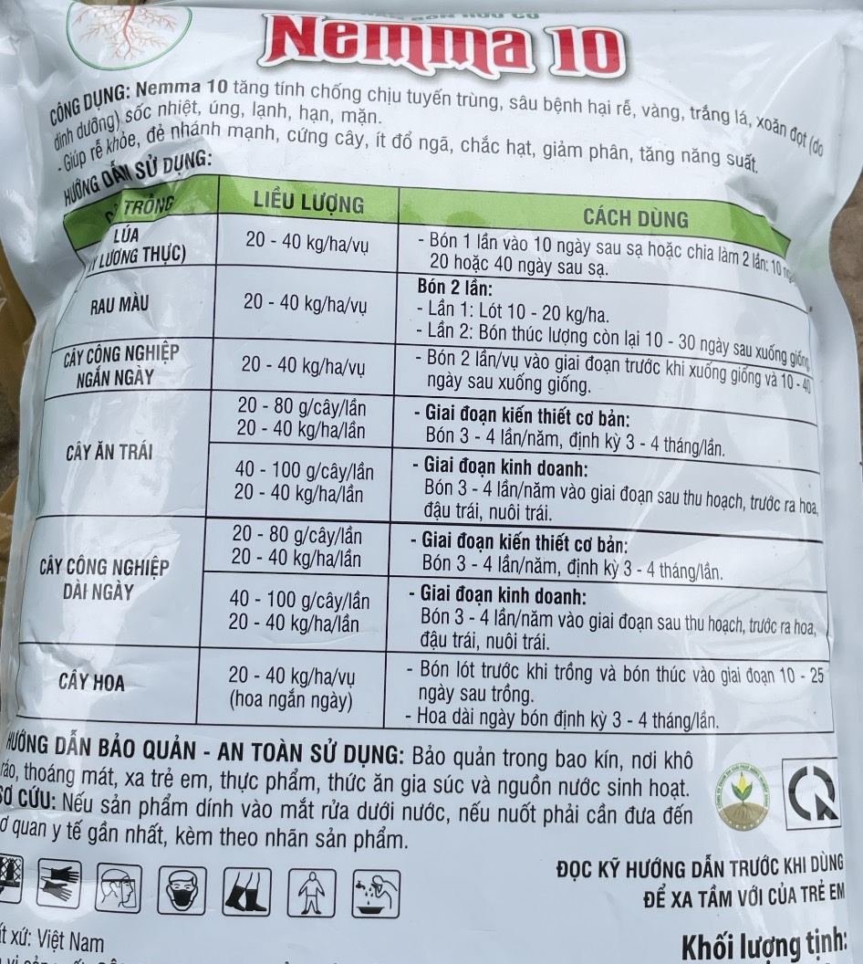 Phân bón hữu cơ trừ tuyến trùng Nemma 10 gói 1kg