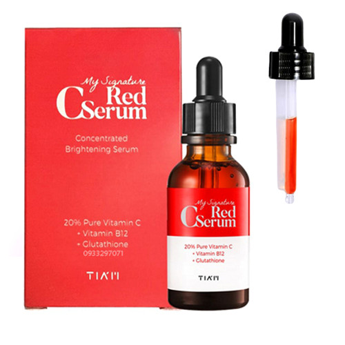 [ TẶNG KÈM ] Tinh chất dưỡng sáng trắng , phục hồi da , mờ vết thâm My Signature Red C Serum Tia'm 30ml + Mặt nạ 3D Foodaholic