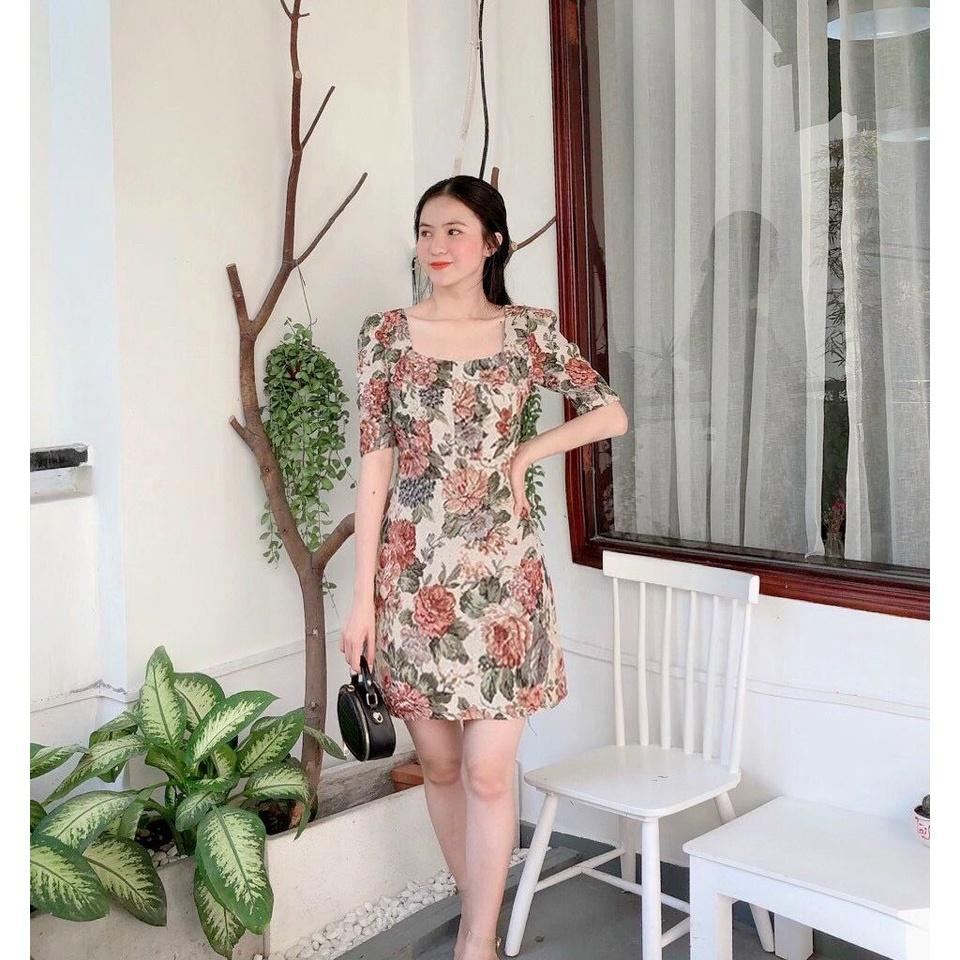 Đầm Gấm Hoa Màu Sắc Nhẹ Nhàng