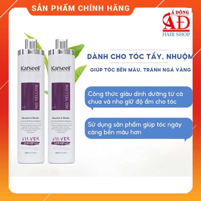 [+Tặng mũ trùm] DẦU GỘI TÍM KARSEELL NO YELLOW SILVER SHAMPOO KHỬ ÁNH VÀNG CHO TÓC TRÂNG BẠCH KIM