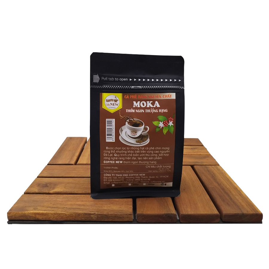 Cà phê MOKA - Rang Mộc Nguyên Chất (Gói 250gr) - Pha Máy Hoặc Pha Phin - Vị Đắng Nhẹ, Hương Thơm Nồng, Hậu Chua Thanh- Coffee New