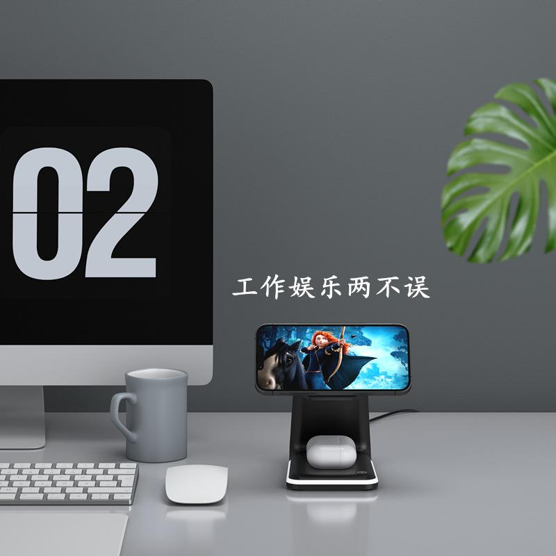 Giao hàng nhanh Bộ ba trong một 15W mới cho tai nghe đồng hồ Apple 13 Bộ sạc không dây hút từ tính Bộ sạc không dây đa năng bốn trong một