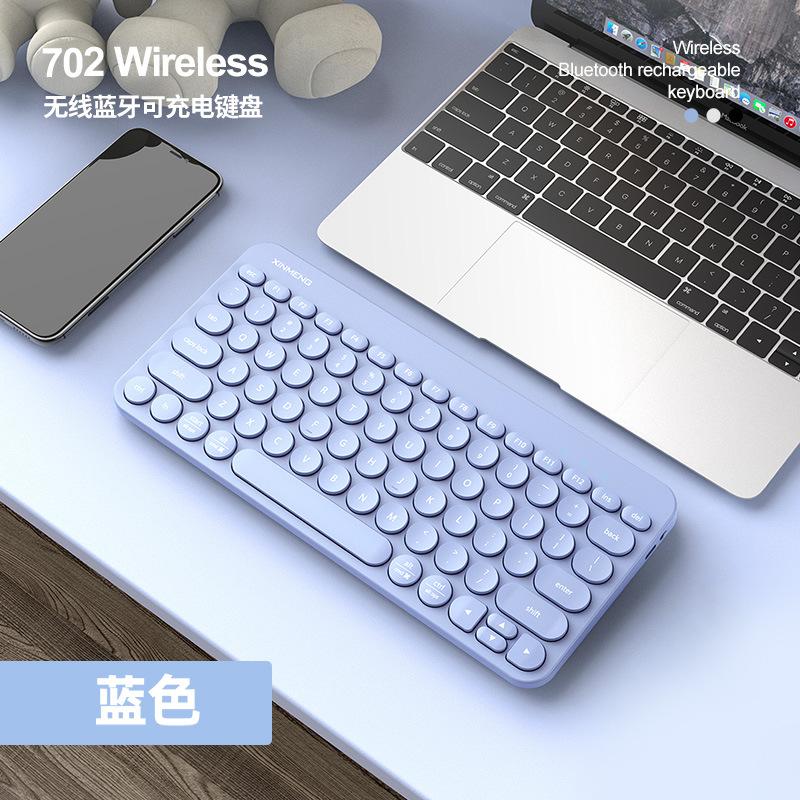 Giá thấp nhất Xinmeng RF702 bàn phím bluetooth không dây bộ chuột máy tính bảng máy tính xách tay có thể sạc lại punk bàn phím nắp tròn