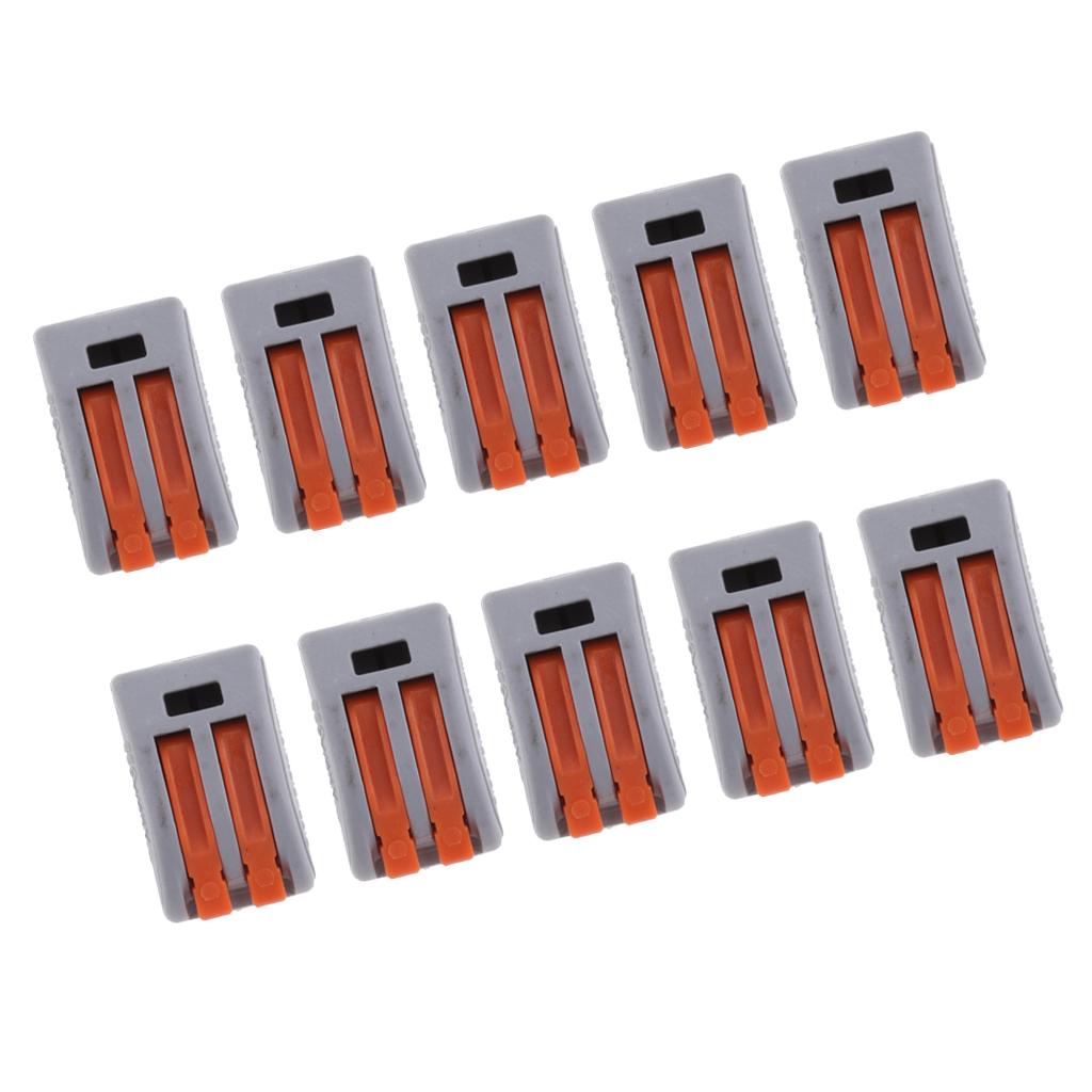 5x10Pcs Spring Lever-Nuts Terminal Block Electric Cable Wire Connectors 2 Way
