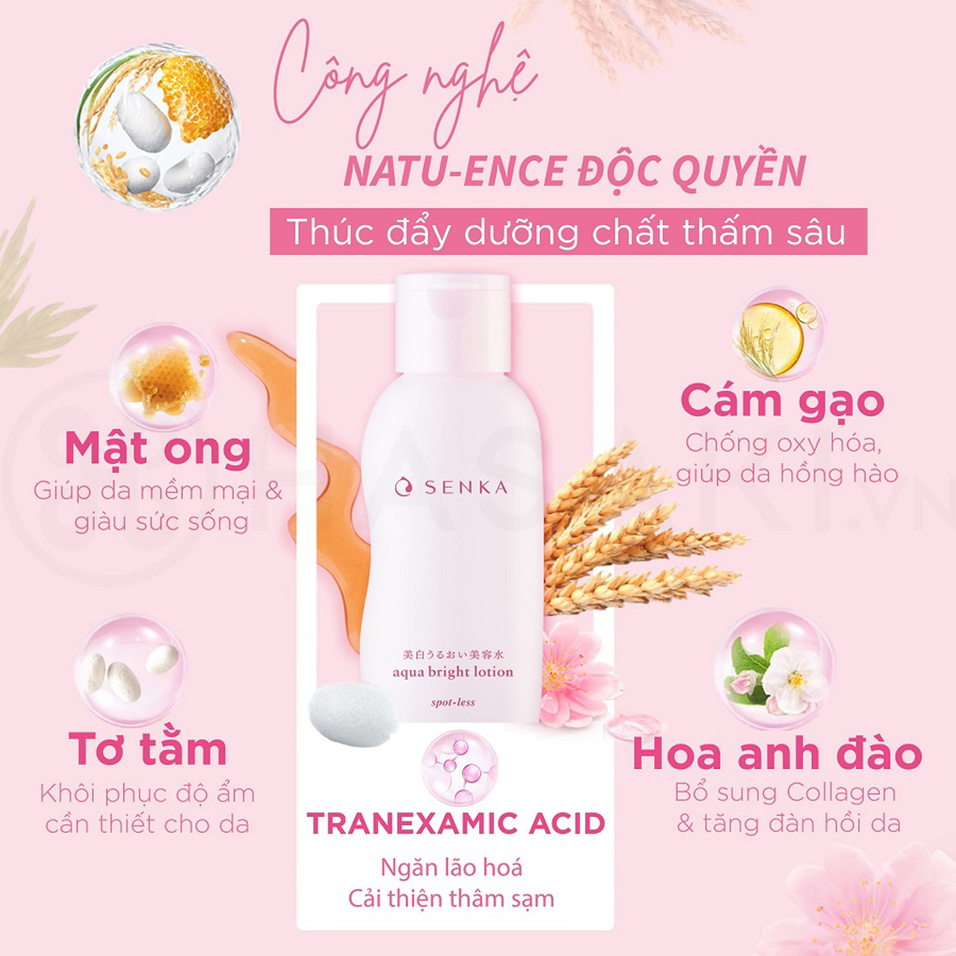 Nước Dưỡng Da Senka Sáng Hồng, Mờ Thâm Sạm 200ml Aqua Bright Lotion