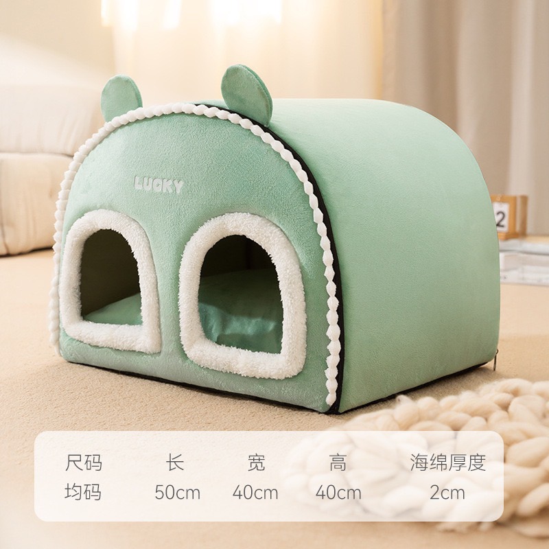 Ổ Đệm Lucky 2 Cửa Tai Gấu Đáng Yêu Cho thú cưng