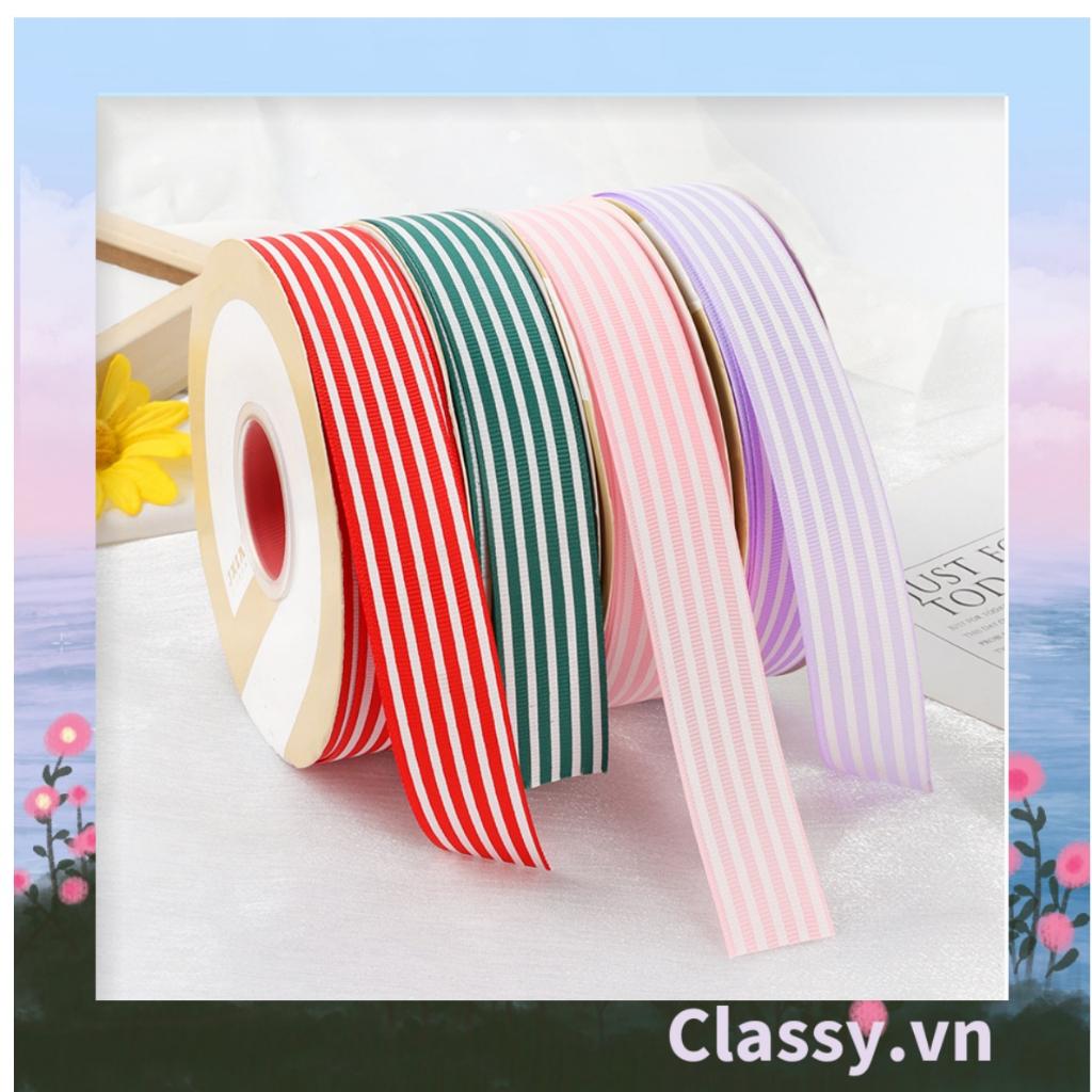 Ruy băng vải sợi poly Classy dài 01MÉT, họa tiết kẻ sọc, nhiều màu Q1084