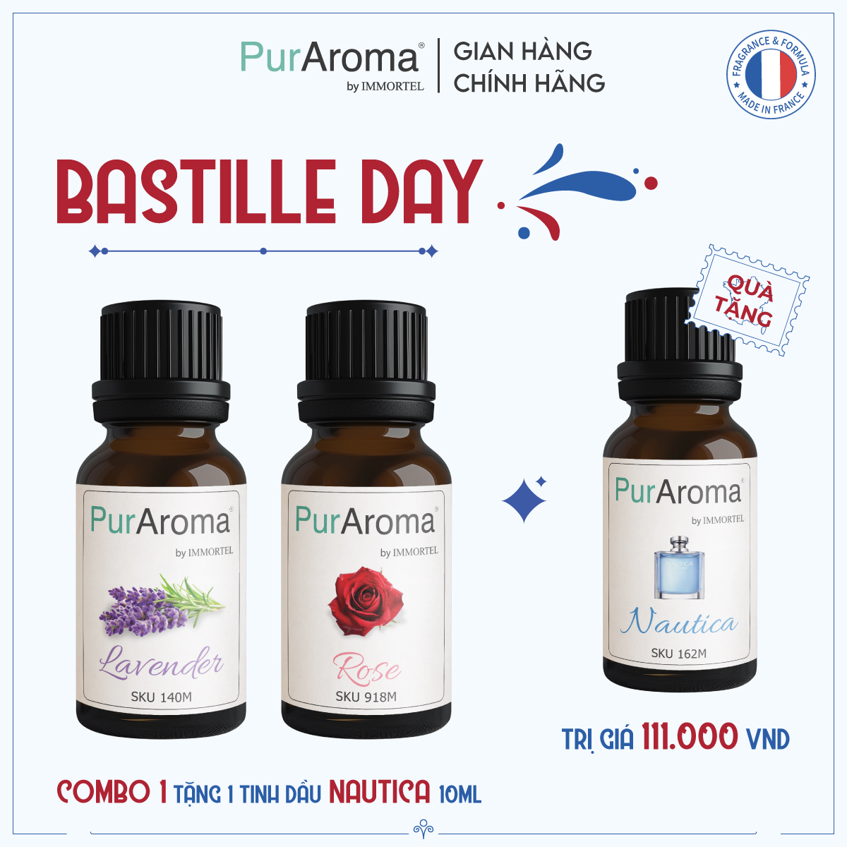 (BST Bastille) Tinh Dầu Thiên Nhiên Đậm Đặc - 10mL - Mua 2 Tặng 1 - Chính hãng Pháp