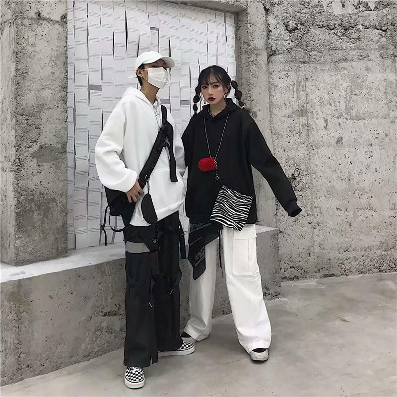 Áo hoodie dáng rộng màu trơn tay dài thời trang mới