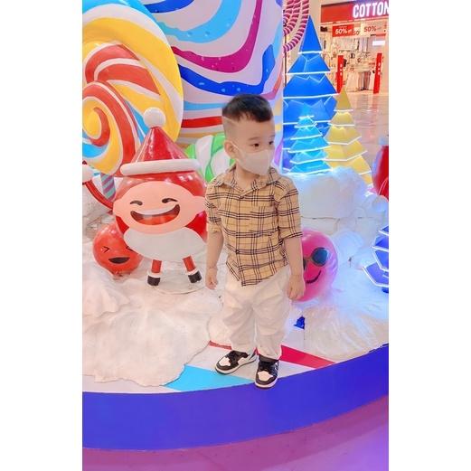 Set sơ mi + quần kaki ống suông cho be trai 10-18kg