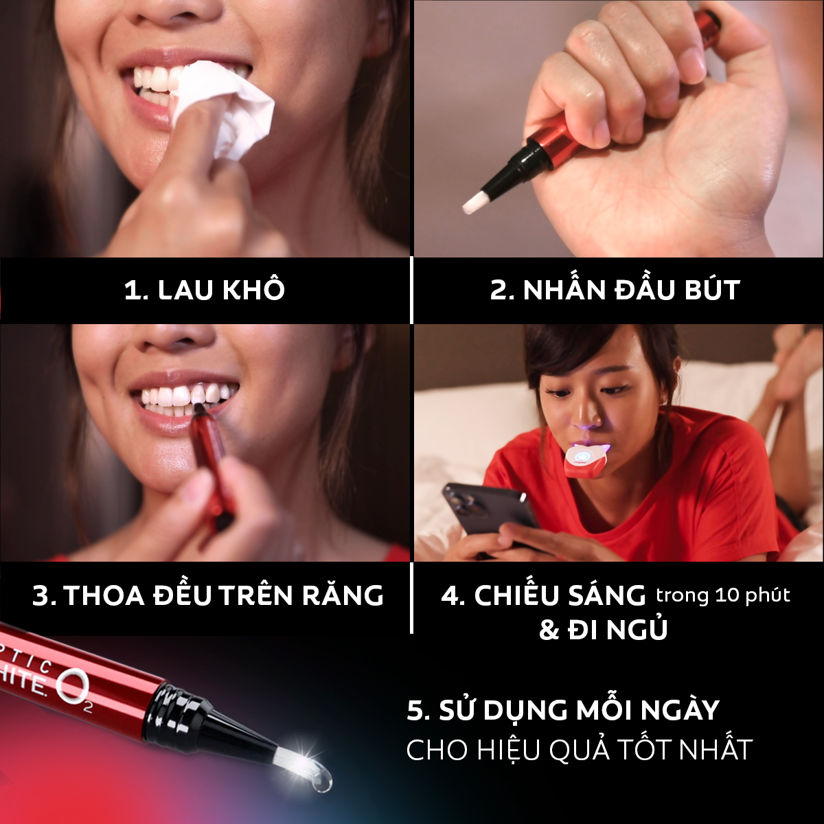 Bộ Kit làm trắng răng Colgate Optic White O2 an toàn tại nhà, không ê buốt