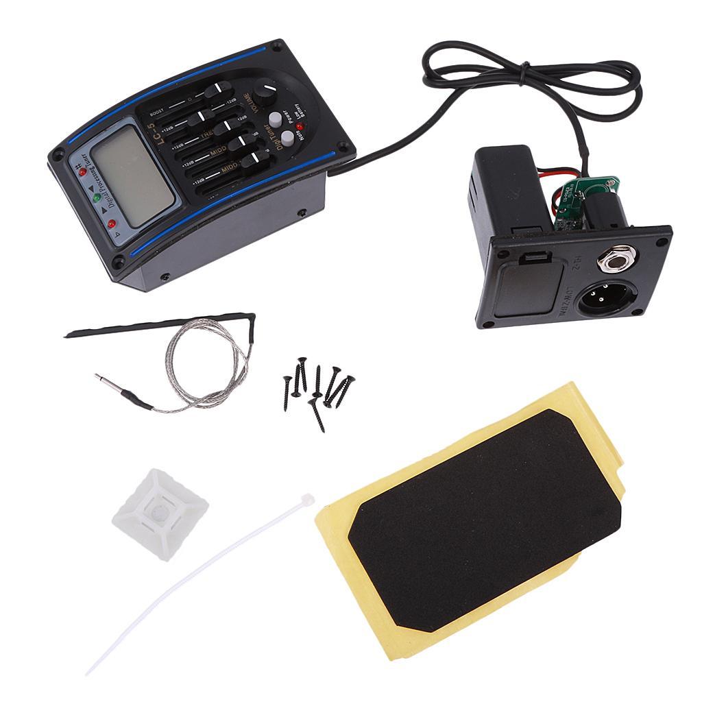 5 Bands Preamp EQ Tuner Piezo Pickup Equalizer System for Acoustic Guitar