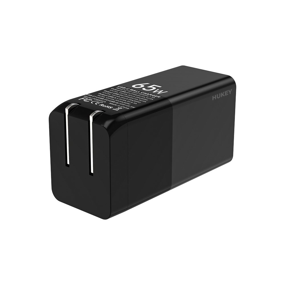 Bộ sạc nhanh PD đa năng Hukey GaN Travel Quick Charger 65W dùng cho Laptop và điện thoại (Multi Quick Charge Protocol, GaN Technology) - Hàng chính hãng