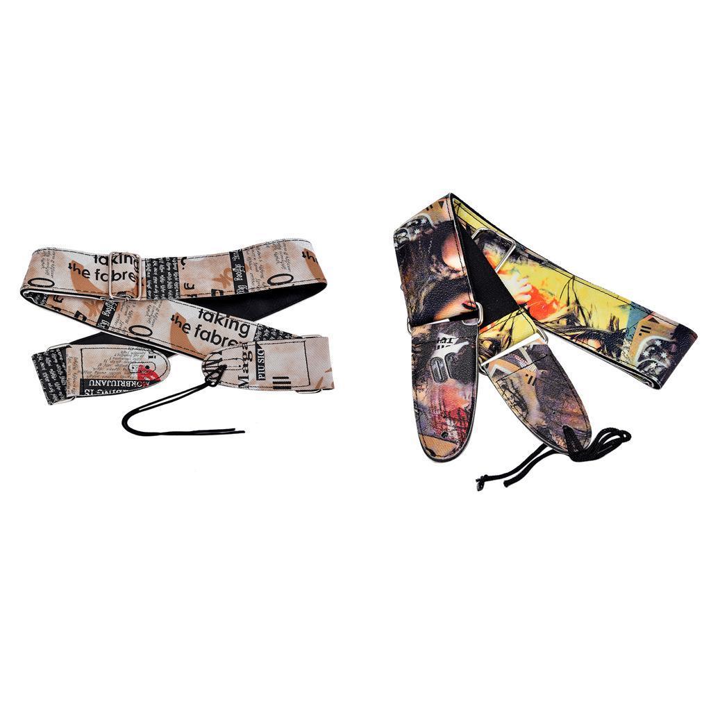 Adjustable guitar strap with leather ends for electric guitar