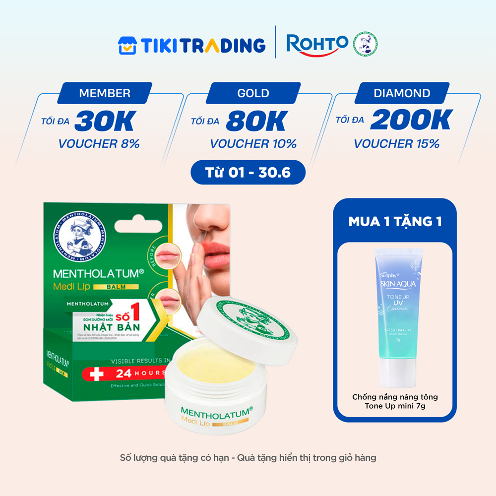 Son dưỡng môi dạng sáp chuyên biệt dành cho môi khô, nứt nẻ Mentholatum Medi Lip Balm 7g