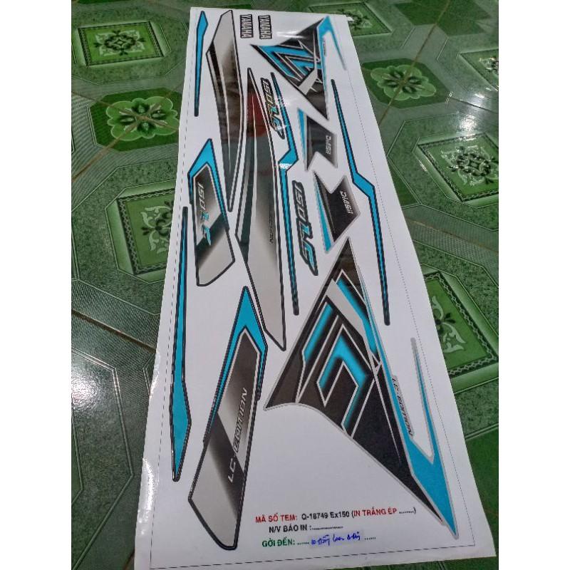 Tem rời ex 150 LC xanh xe bạc đen