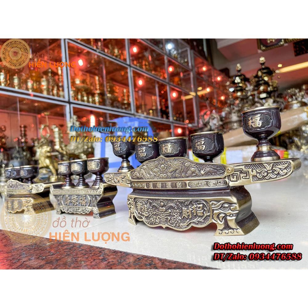 Bộ Ngai Chén Bằng Đồng Nguyên Chất Làm Màu Nâu Highlight Các Cỡ Đẹp Tinh Xảo