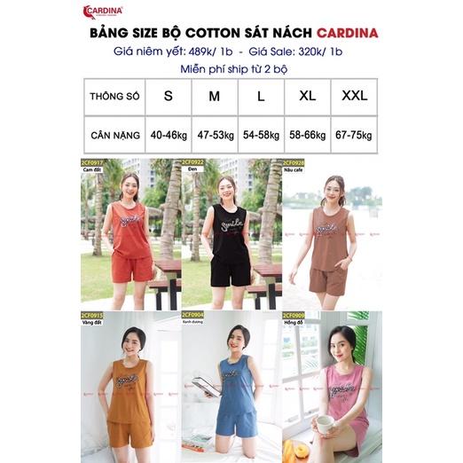 Đồ bộ nữ CARDINA chất cotton Nhật cao cấp quần đùi áo sát nách co giãn 4 chiều thoáng mát 2CF09