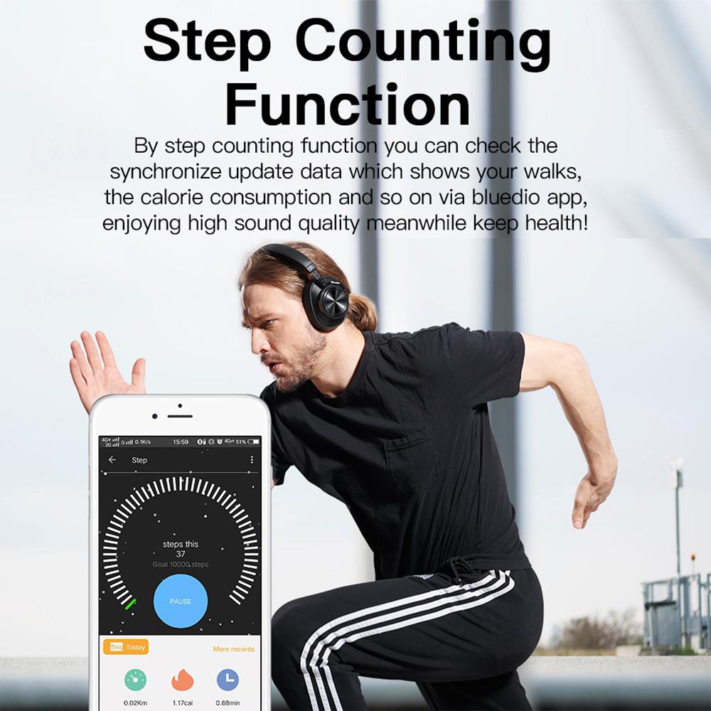 Tai nghe Bluetooth Bluedio T7 Plus ANC không dây chống ồn chủ động cho điện thoại Hỗ trợ thẻ nhớ Bước