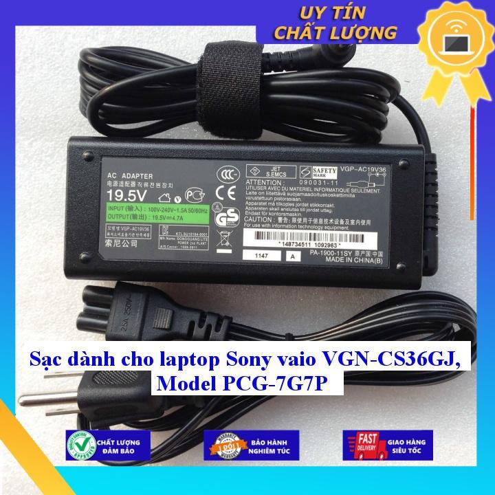 Sạc dùng cho laptop Sony vaio VGN-CS36GJ Model PCG-7G7P - Hàng Nhập Khẩu New Seal
