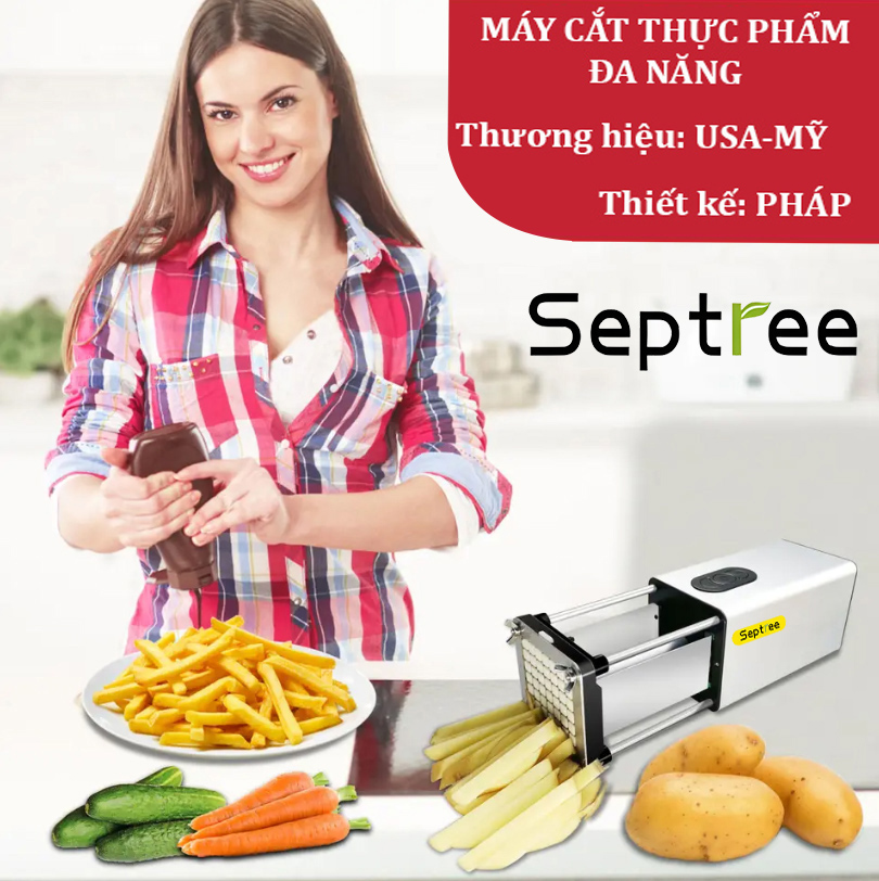 Máy cắt khoai tây chiên, các loại củ và quả đa năng. Thương hiệu Mỹ Septree cao cấp - F300. Hàng nhập khẩu