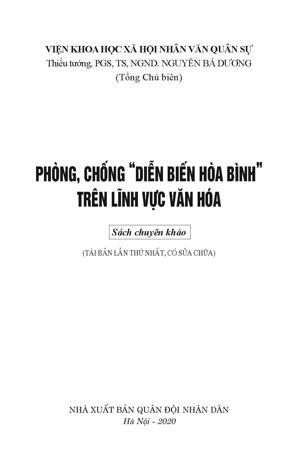 Phòng, Chống &quot;Diễn Biến Hòa Bình&quot; Trên Lĩnh Vực Văn Hóa