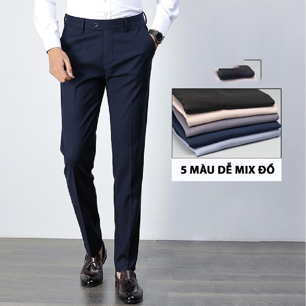 Quần âu nam dáng ôm co giãn nhẹ quần tây nam dáng ôm cao cấp - Xanh than - Size 34