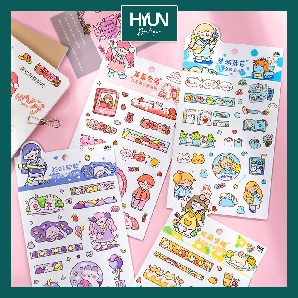 SET 6 tờ Sticker dán &amp; tờ lẻ - Bud Bunny  - Trang trí bullet journal DIY