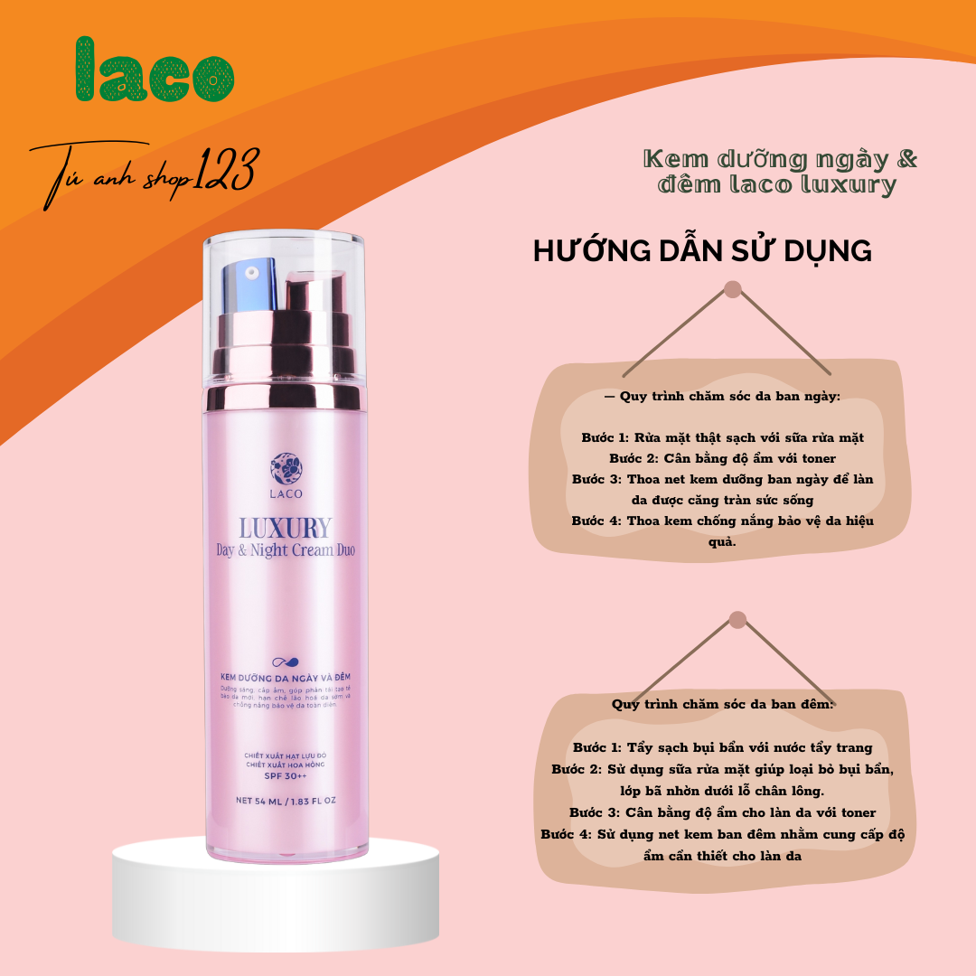 Kem Dưỡng Ngày Đêm 2 Trong 1 - Laco Luxury Day &amp; Night Cream Duo