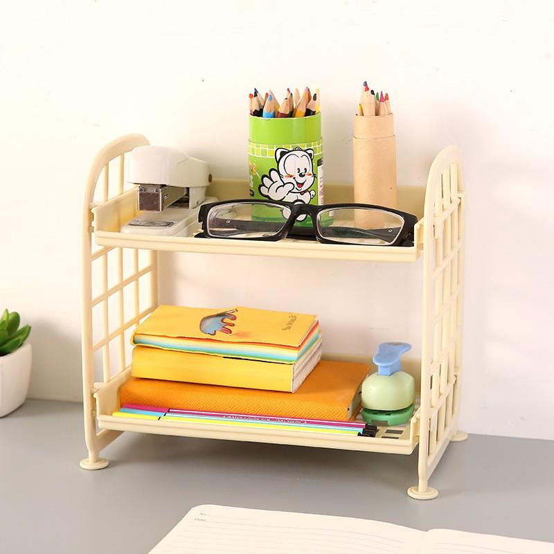 Kệ nhựa lắp ghép 2 tầng mini decor bàn học