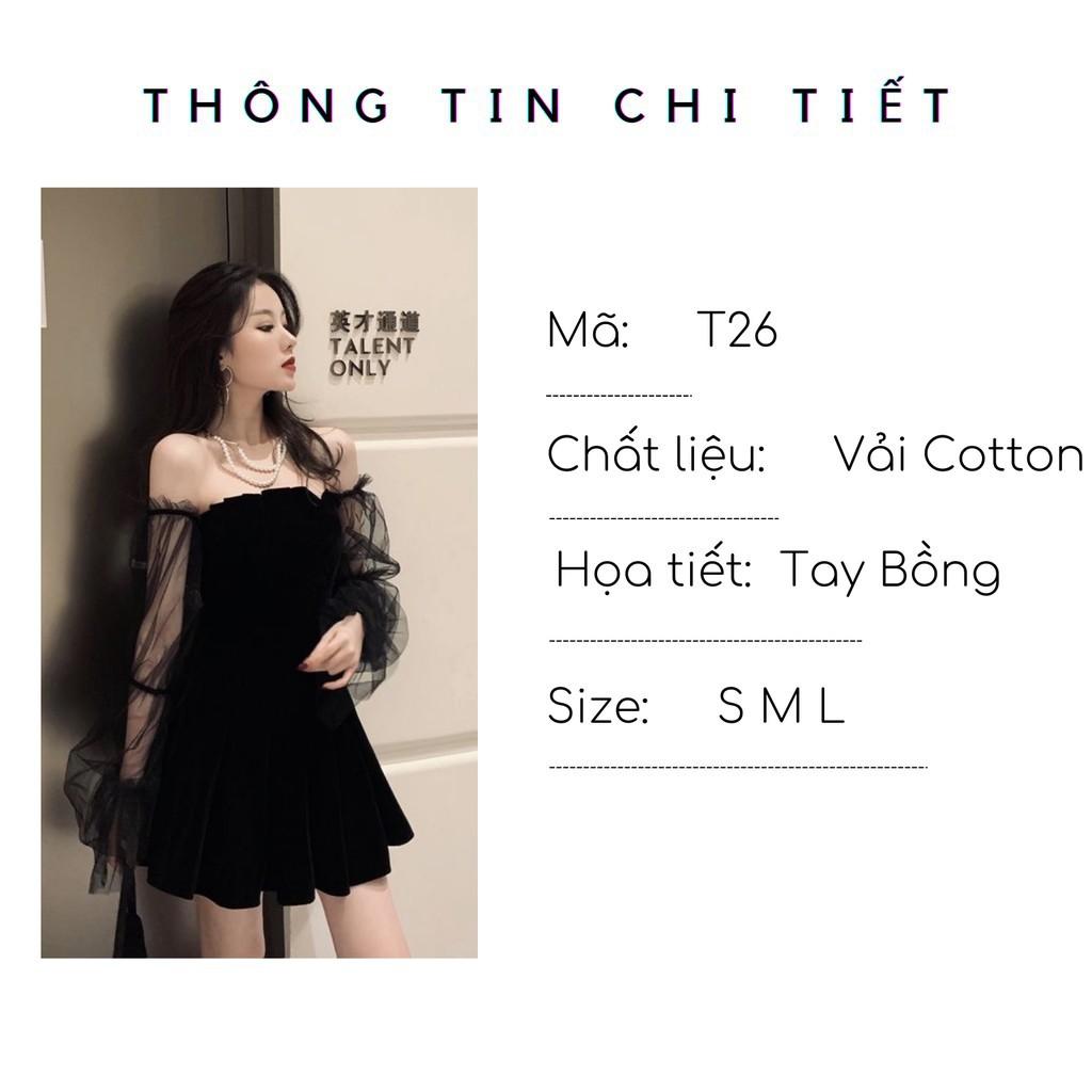 Đầm Nữ, Váy Nữ, Tay Phồng Dáng Xòe Hở Vai Quyến Rũ Phong Cách Hàn Quốc SIXTEEN. ! *