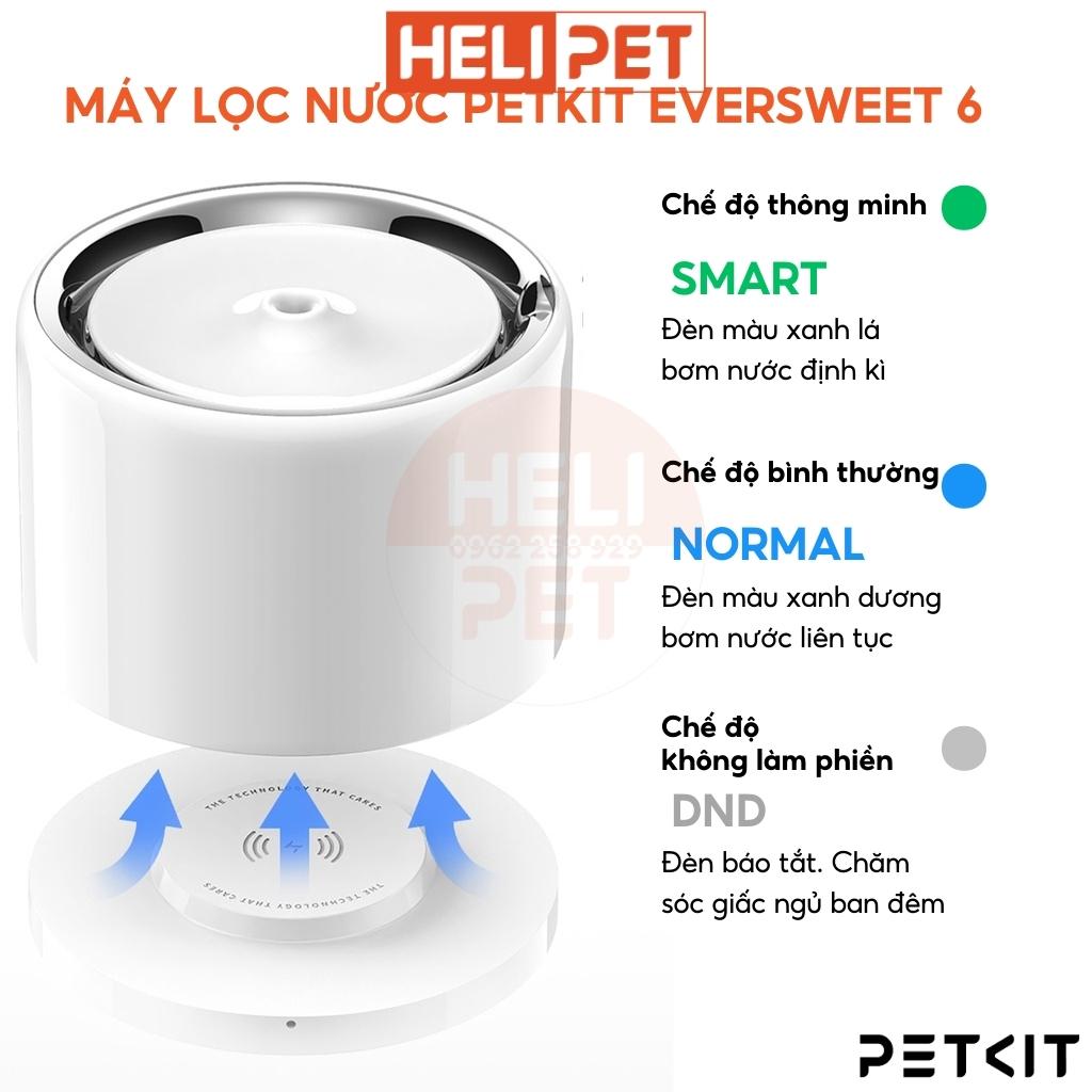 Máy lọc nước cho mèo PETKIT Eversweet 6 chất liệu Inox 304 và nhựa ABS sử dụng bơm không dây thế hệ 6 - HeLiPet