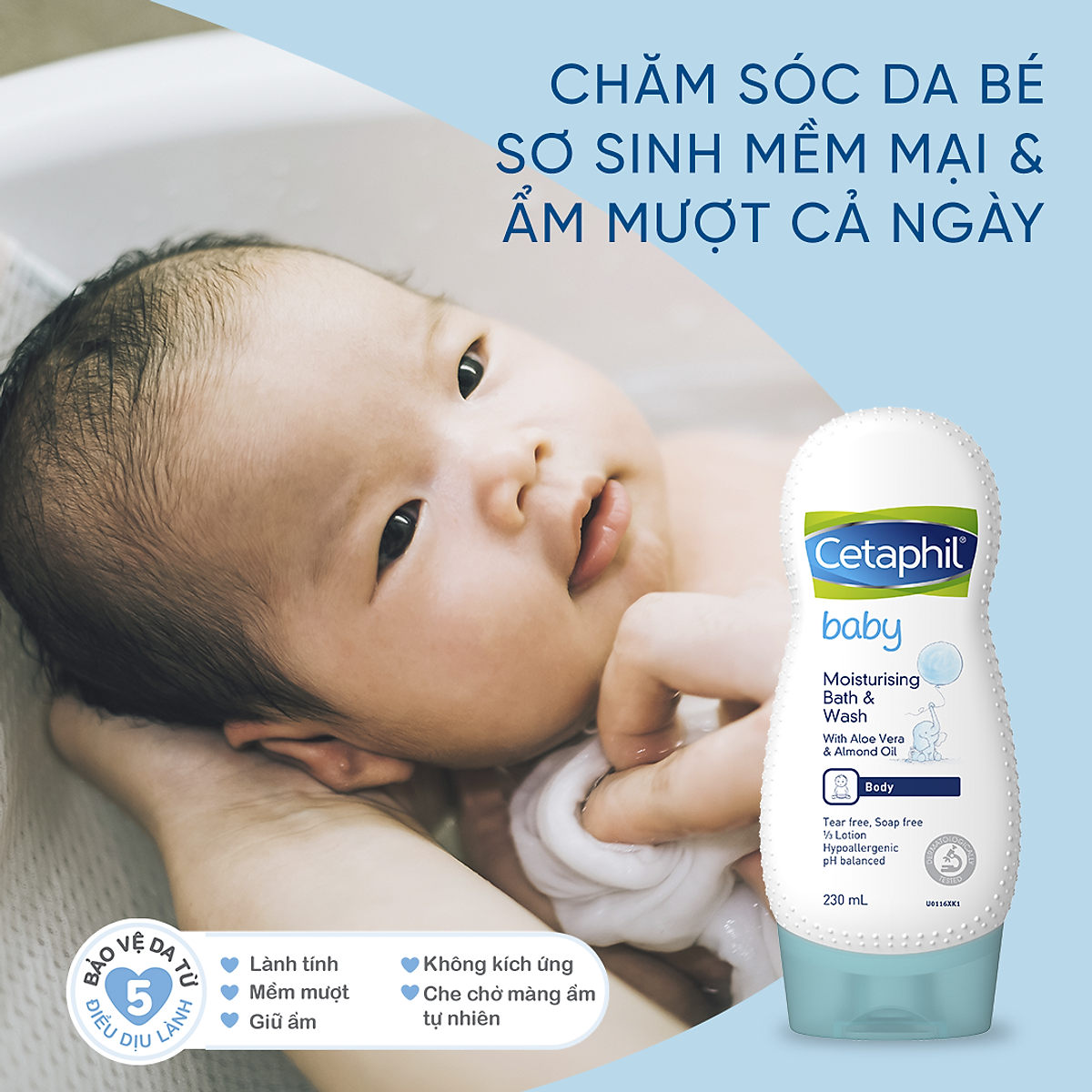 Sữa tắm cho bé Cetaphil Baby Moisturizing Bath & Wash 230ml dưỡng ẩm